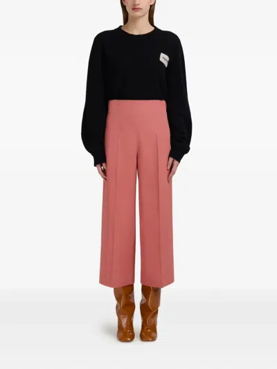 Marni Virgin-wool High-waisted Tailored Trousers In Pink