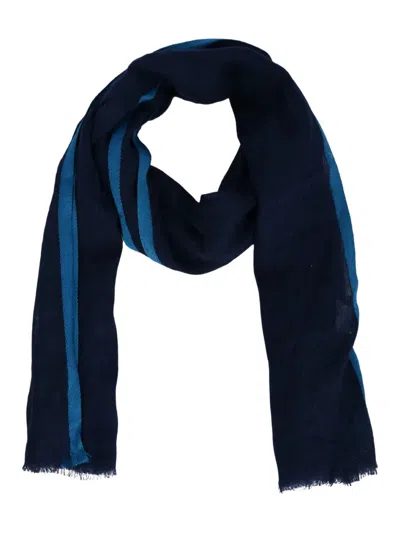 Altea Striped Linen Scarf In Blue