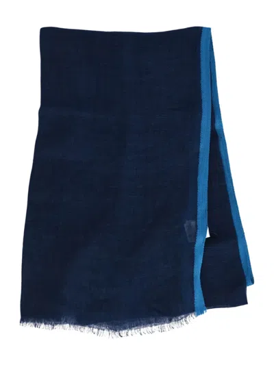 Altea Striped Linen Scarf In Blue