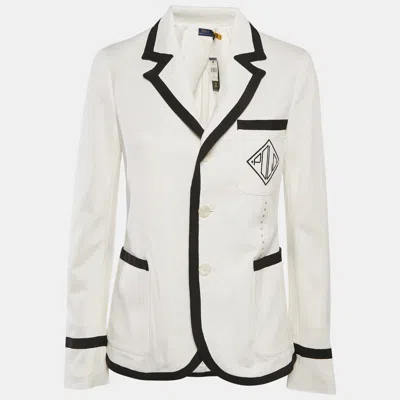 Pre-owned Polo Ralph Lauren White Cotton Knit Cricket Blazer M