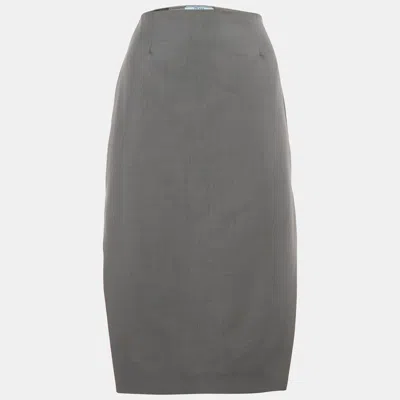 Pre-owned Prada Grey Mohair Wool Blend Pencil Skirt S