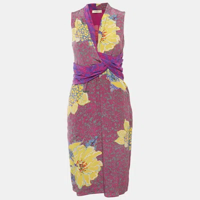 Pre-owned Etro Purple Printed Silk Sleeveless Short Dress M