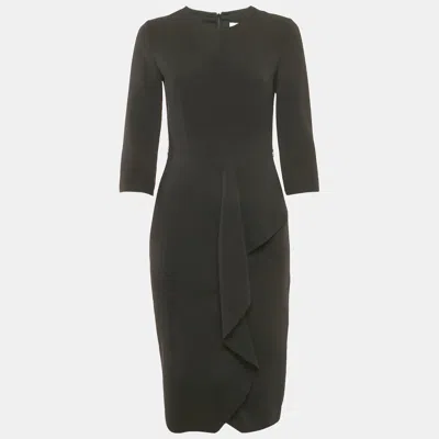 Pre-owned Max Mara Black Wool Ruffled Midi Dress Xs