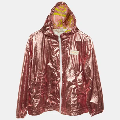 Pre-owned Pucci Kids Pink Metallic Zip Up Jacket Size 12 Yrs