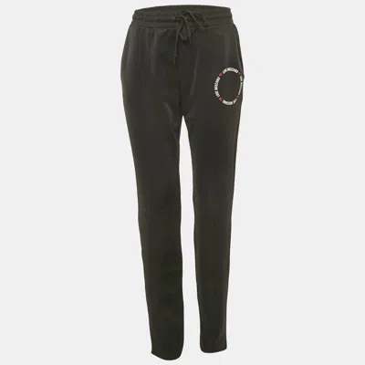 Pre-owned Love Moschino Black Logo Printed Jersey Track Pants M
