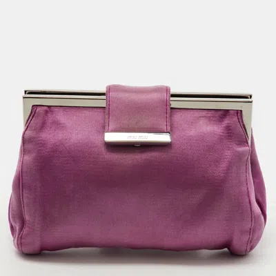 Pre-owned Miu Miu Pink Satin Frame Clutch