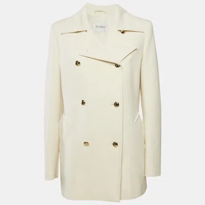 Pre-owned Max Mara Cream Wool Double Breasted Short Coat L