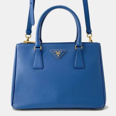 Pre-owned Prada Galleria Blue Leather 2way Handbag