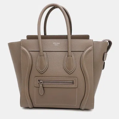 Pre-owned Celine Luggage Micro Shopper Suri Leather In Sand