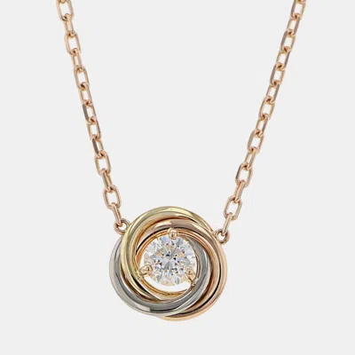 Pre-owned Cartier Trinity 18k Yellow Rose White Gold And Diamond Pendant Necklace
