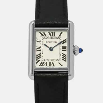 Pre-owned Cartier Tank Wsta0042 Quartz Silver Stainless Steel Women's Wristwatch 22 Mm