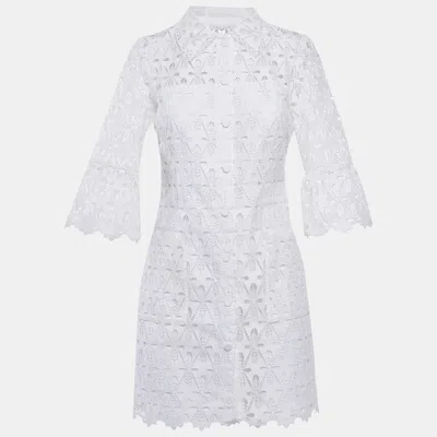 Pre-owned Sandro White Lace Mini Dress S