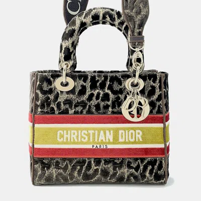 Pre-owned Dior Christian  Handbag Lady Dee Light Leopard Velvet Medium