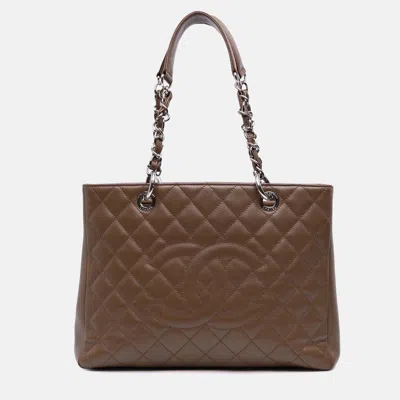 Pre-owned Chanel Brown Caviar Grand Shopping Tote