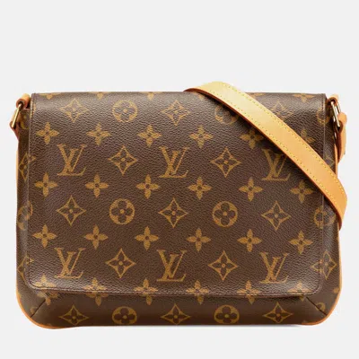 Pre-owned Louis Vuitton Brown Monogram Musette Tango Long Strap