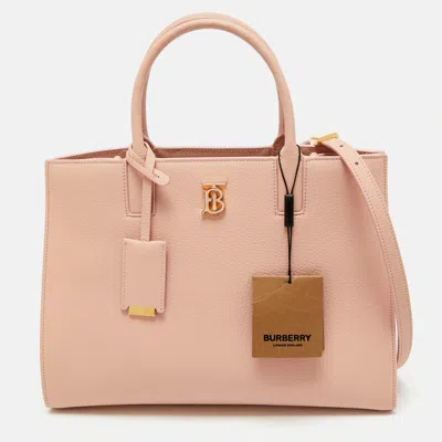 Pre-owned Burberry Dusky Pink Leather Small Frances Tote