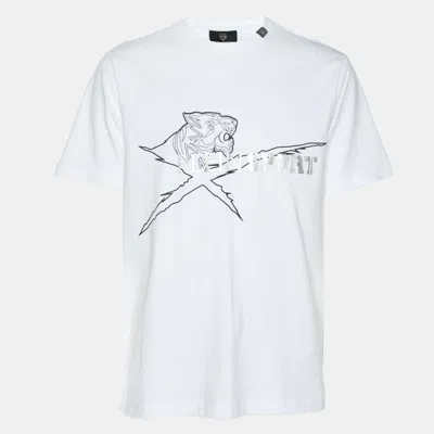 Pre-owned Plein Sport White Jersey Logo Print T-shirt M