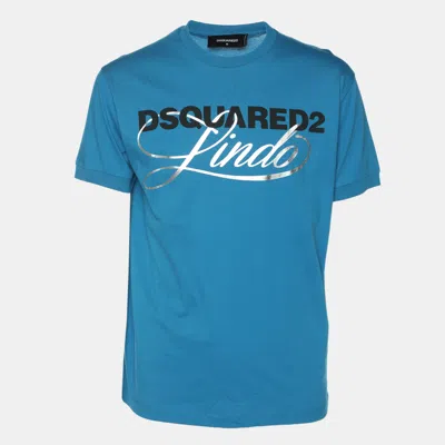 Pre-owned Dsquared2 Blue Jersey Logo Print T-shirt M