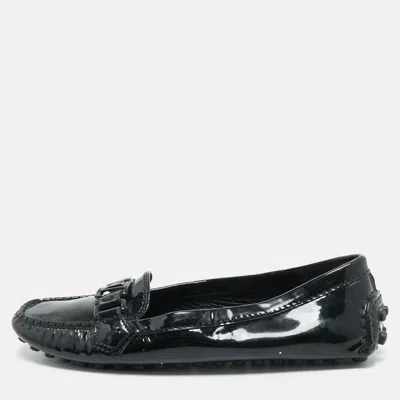 Pre-owned Louis Vuitton Black Patent Leather Oxford Slip On Loafers Size 37