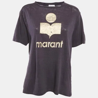 Pre-owned Isabel Marant Étoile Purple Logo Print Linen Knit Zewel T-shirt M