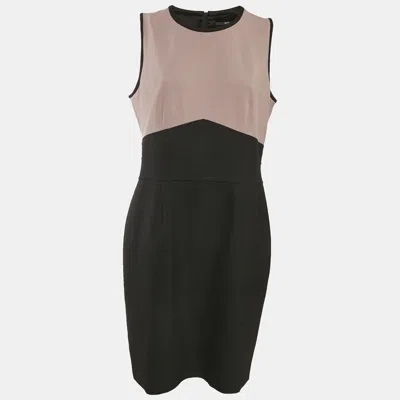 Pre-owned Boss By Hugo Boss Black/purple Crepe Sleeveless Dalota Short Dress L