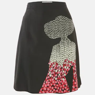 Pre-owned Saint Laurent Black Printed Silk Mini Skirt M