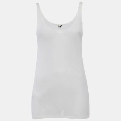 Pre-owned Saint Laurent Cream Rib Knit Tank Top M