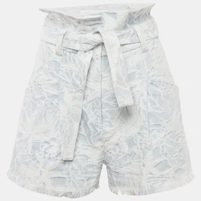 Pre-owned Iro Blue Jacquard Denim Raw Edge Belted Shorts S