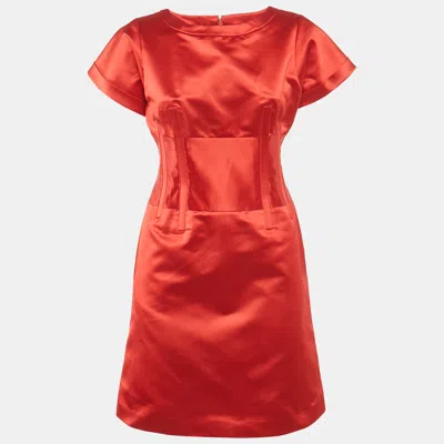 Pre-owned Celine Red Satin Corset Mini Dress M