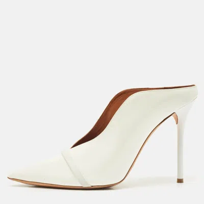 Pre-owned Malone Souliers White Patent Leather Constance Pointed Toe Mules Size 41