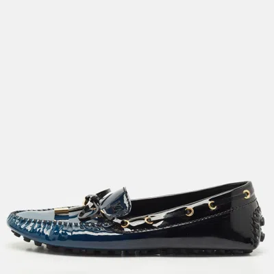 Pre-owned Louis Vuitton Two Tone Monogram Empreinte Patent Gloria Loafers Size 38
