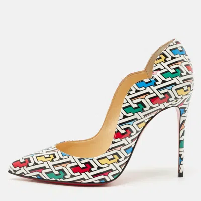 Pre-owned Christian Louboutin Multicolor Printed Patent Leather Hot Chick Pumps Size 37.5