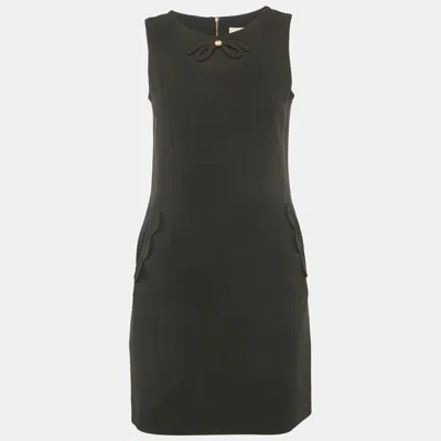 Pre-owned Sandro Black Crepe Bow Detail Mini Dress S