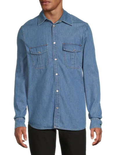 Zadig & Voltaire Men's Stan Denim Utility Shirt In Blue