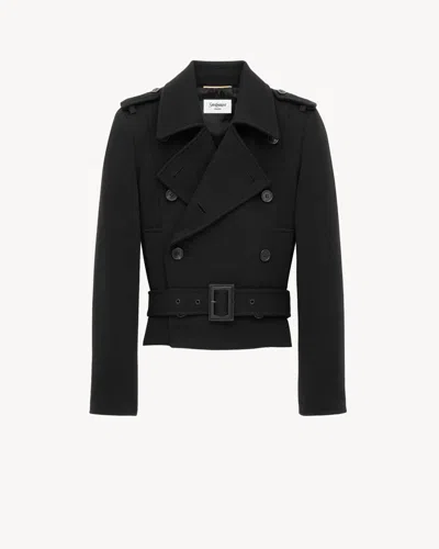 Saint Laurent Officer's Coat In Jersey In Black