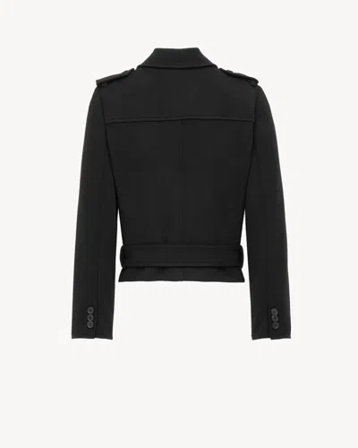 Saint Laurent Officer's Coat In Jersey In Black