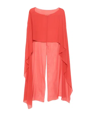 Antonelli Round-neck Ruffle Cape In Pink