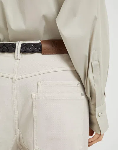 Brunello Cucinelli Logo Patch Straight-leg Trousers In Nude