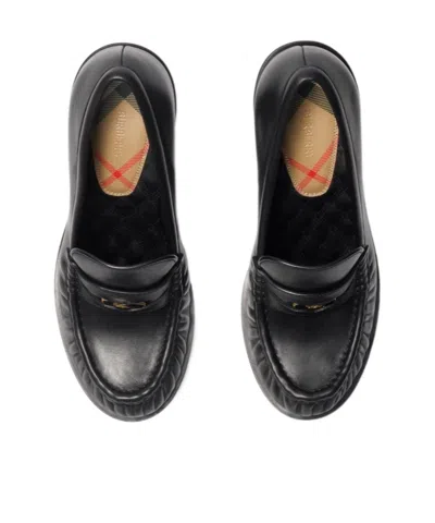 Burberry Leather Cadet Heeled Loafers In Black