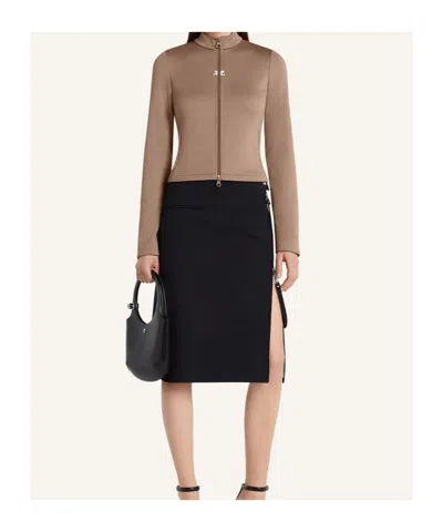 Courrèges Midi Skirt With Side Zip In Black