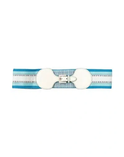 Missoni Woman Belt Azure Size L Viscose, Calfskin, Polyamide, Linen, Polyester