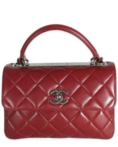 Pre-owned Chanel Burgundy Quilted Lambskin Small Trendy Flap Bag (authentic Pre-loved)