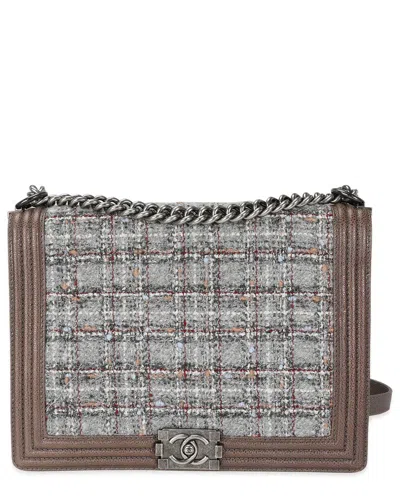 Pre-owned Chanel Multicolor Caviar And Tweed Large Boy Handbag (authentic Pre-loved)