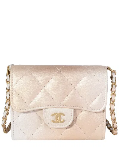 Pre-owned Chanel Gold & Silver Quilted Goatskin Classic Mini Clutch With Chain  (authentic Pre-loved)