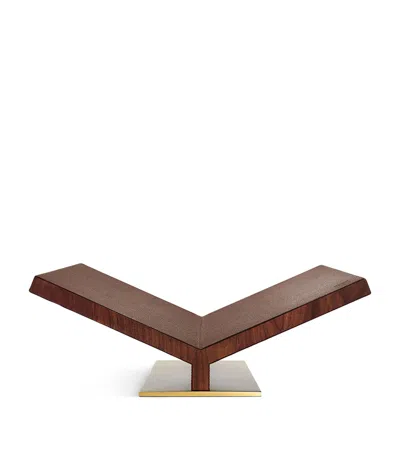 Assouline Walnut-leather Classic Collector Bookstand In Brown