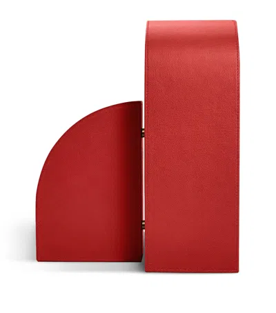 Assouline Leather Left Cubist Bookend In Red