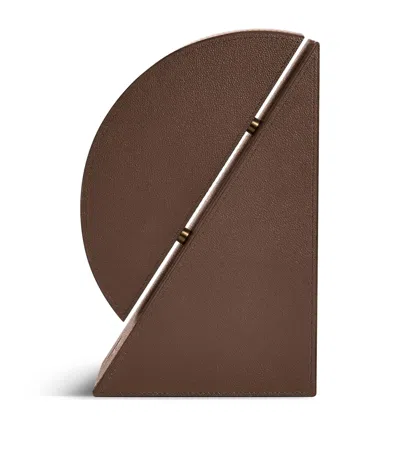 Assouline Leather Right Cubist Bookend In Brown