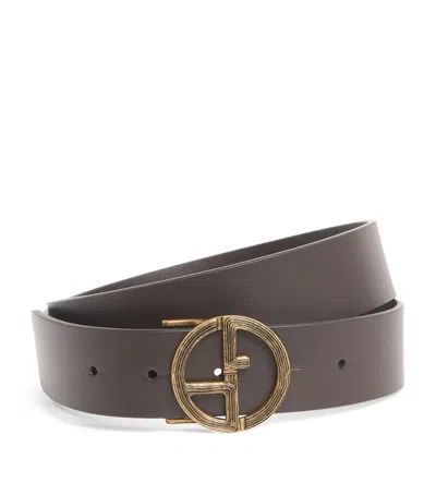 Giorgio Armani Leather Grooved Buckle Belt