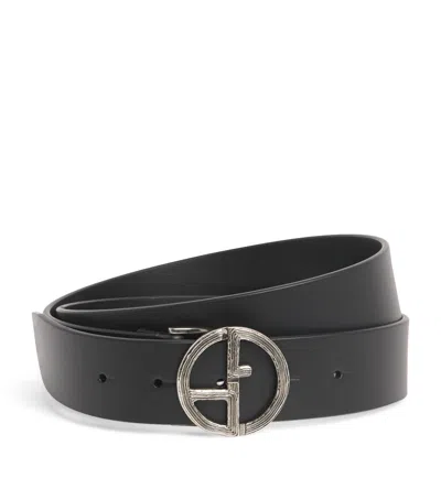 Giorgio Armani Leather Grooved Buckle Belt