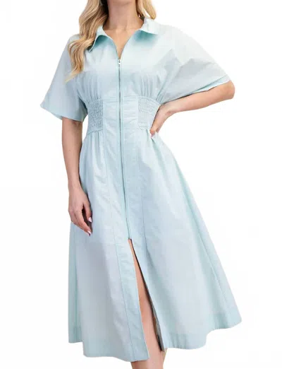 Glam Skyline Zip Midi Dress In Light Mint In Blue